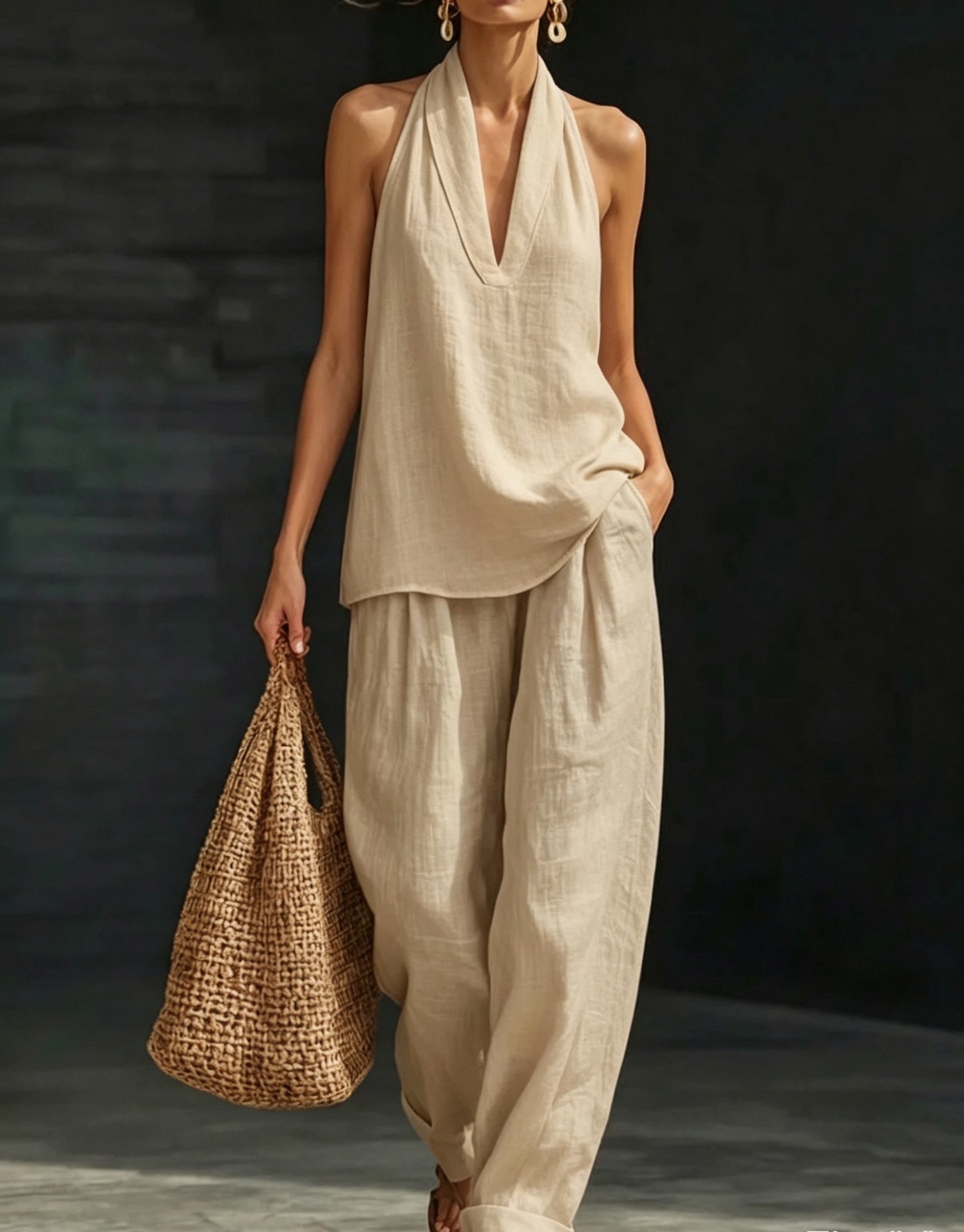 Chloe | Bohemian 2-Delige Set met Wijde Broek en Zakken