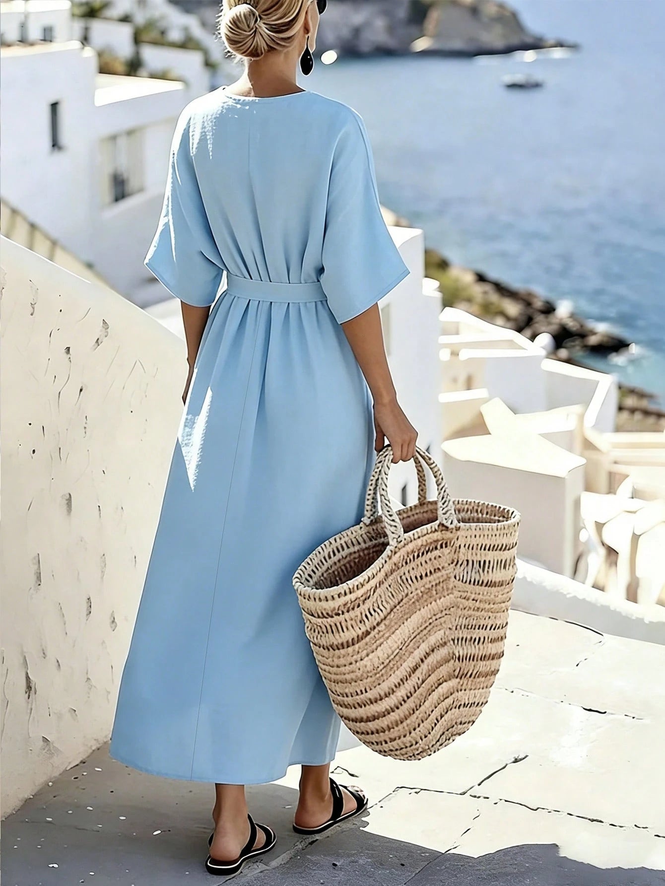 Amelia | Elegante jurk met riem en zakken