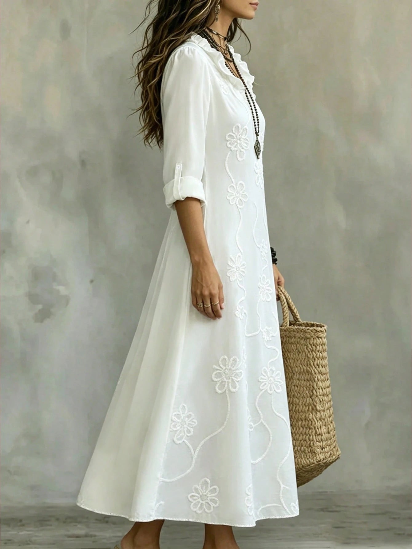 Aurora | Elegante geborduurde maxi-jurk