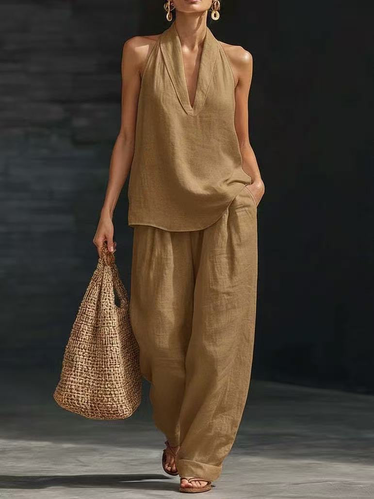 Chloe | Bohemian 2-Delige Set met Wijde Broek en Zakken