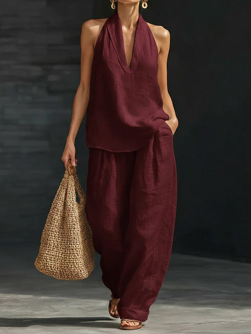 Chloe | Bohemian 2-Delige Set met Wijde Broek en Zakken