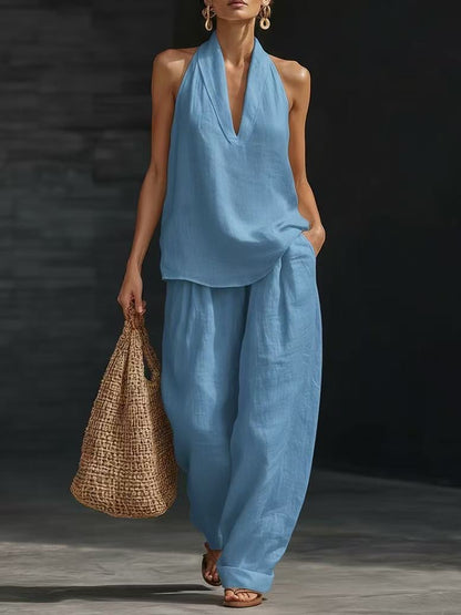 Chloe | Bohemian 2-Delige Set met Wijde Broek en Zakken