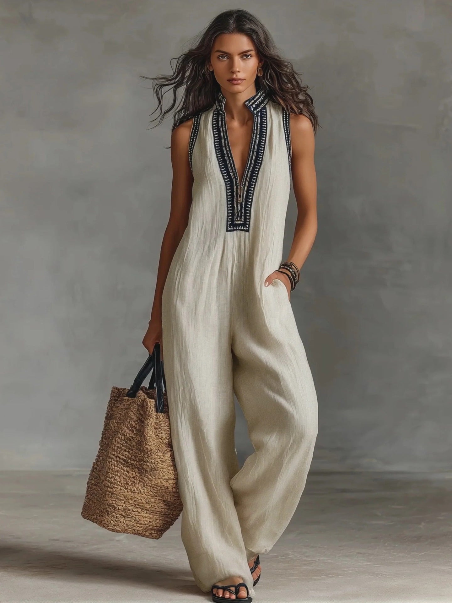 Layla | Elegante V-Hals Jumpsuit met Detail