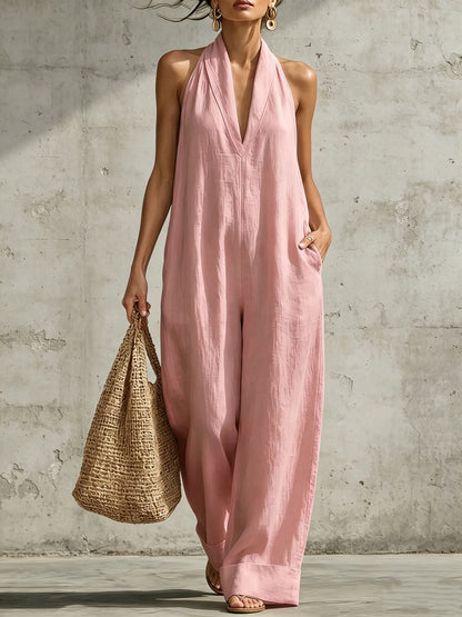 Muna | Minimalistische V-Hals Jumpsuit met Zakken