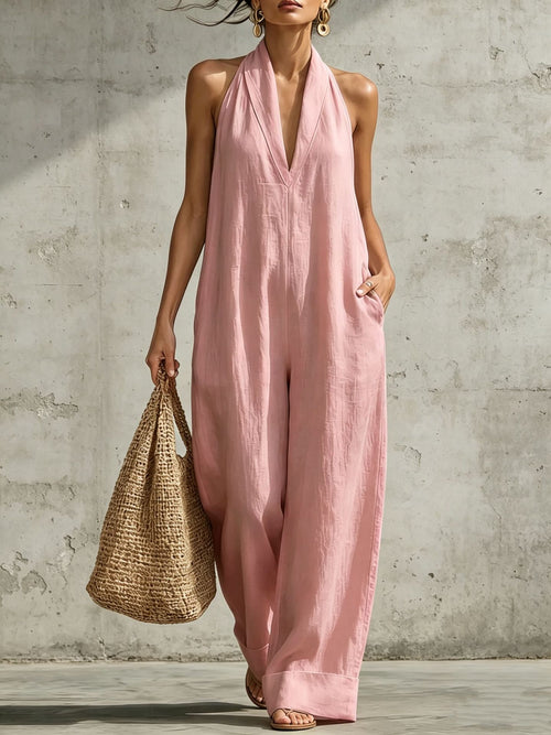 Muna | Minimalistische V-Hals Jumpsuit met Zakken